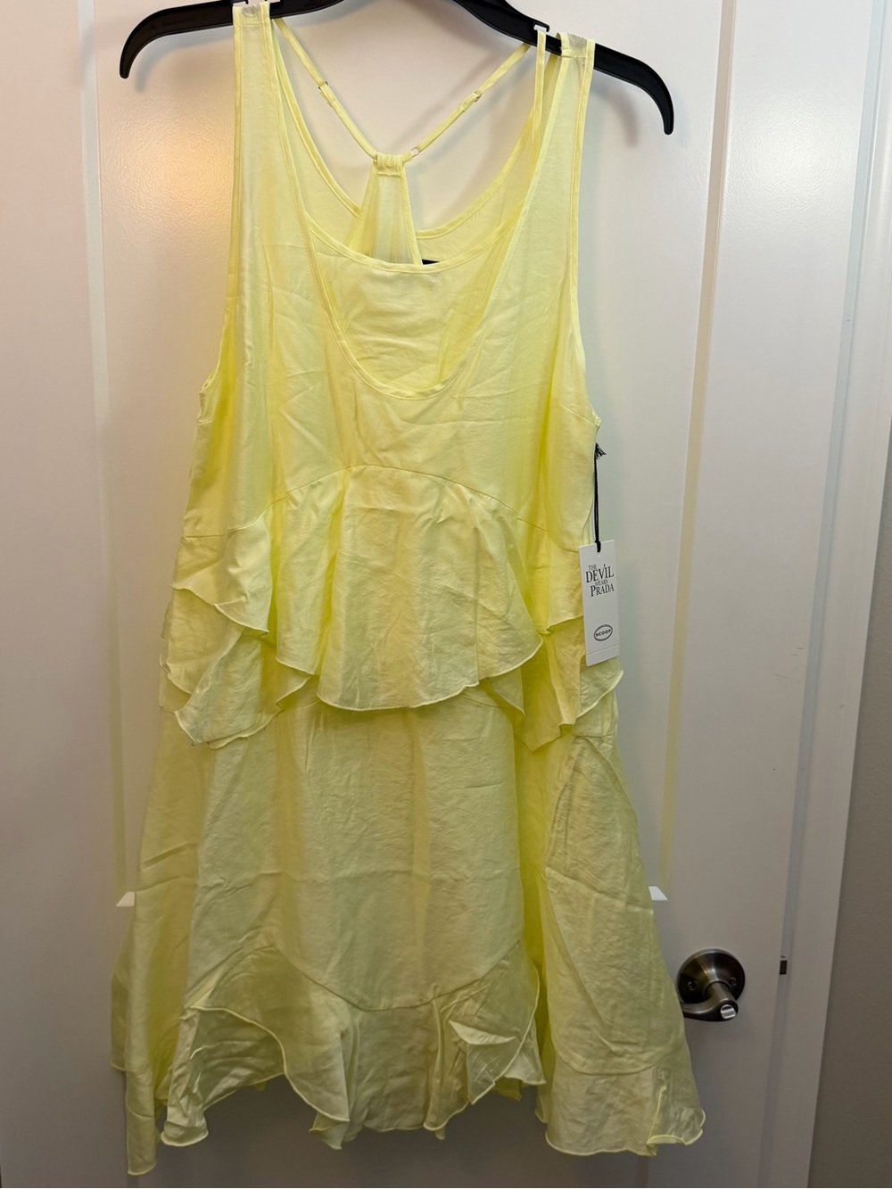 Medium Lemon Yellow Ruffled Sleeveless Sundress